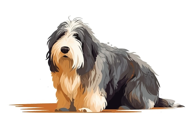 Raça de cachorro Bobtail isolada em ilustração vetorial de desenho animado de fundo