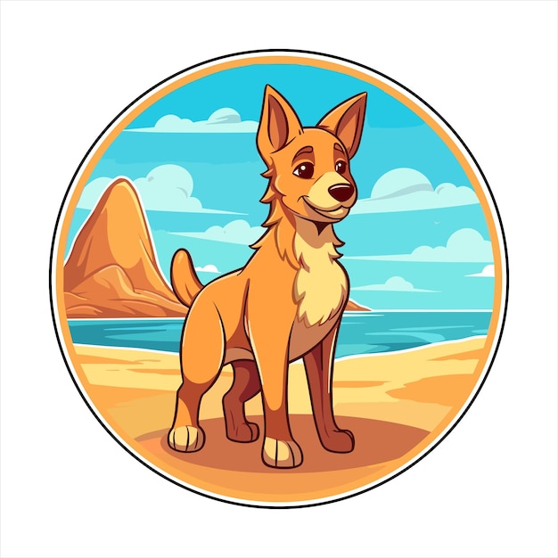 Vetor raça de cão chinook cartoon cute kawaii personagem praia animal de verão pet sticker ilustração
