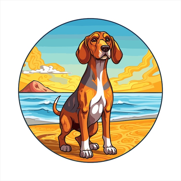 Vetor raça de cão harehound grego cartoon cute kawaii personagem praia animal de verão pet sticker ilustração