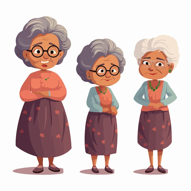 Vetor raça latina de avó em ilustração vetorial de design plano