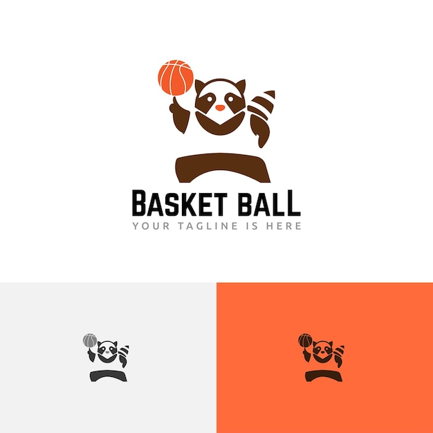 Raccoon basquetebol esporte clube jogos logotipo vida saudável