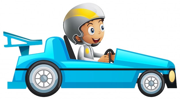 Menino Que Conduz Um Carro De Corrida Royalty Free SVG, Cliparts