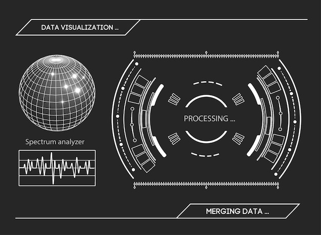 Radar azul militar. tela com alvo. interface hud futurista. ilustração em vetor de ações.