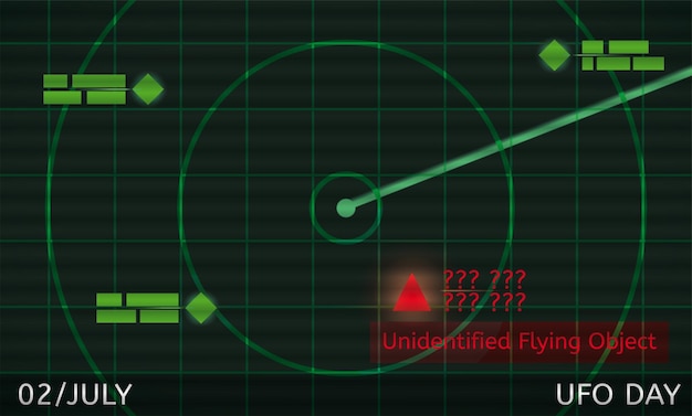 Vetor radar rastreando um sinal para objeto voador não identificado em 2 de julho