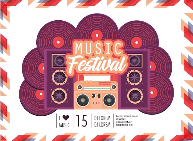 Rádio com oradores para celebração de festival de música