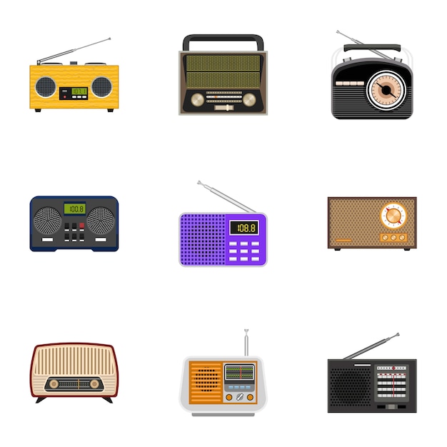 Radio set, estilo plano