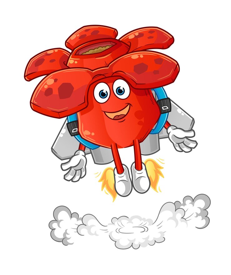Vetor rafflesia arnoldii com vetor de desenho de mascote jetpack