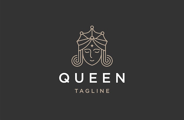 Logo Feminino, Cabelo Queen, Menina, Salão De Beleza, Modelo