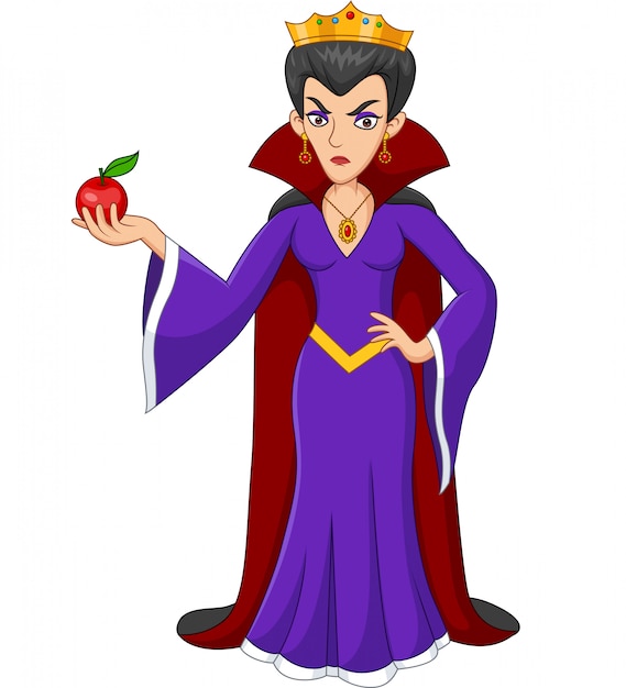 Rainha dos desenhos animados, segurando uma maçã