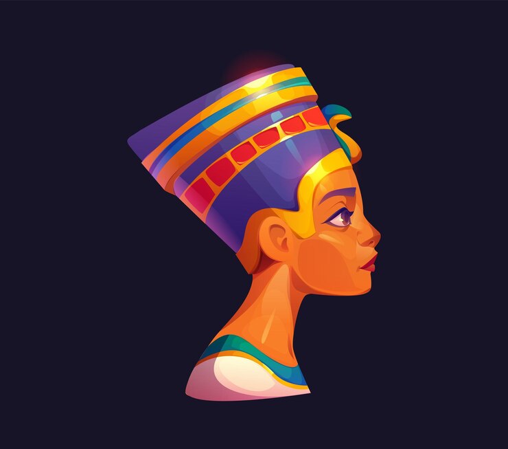 Vetor rainha egípcia em perfil ícone de jogo do antigo egito