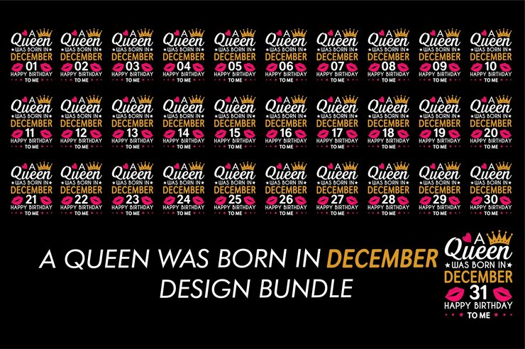 Vetor rainha nascida em março bundle de design de aniversário