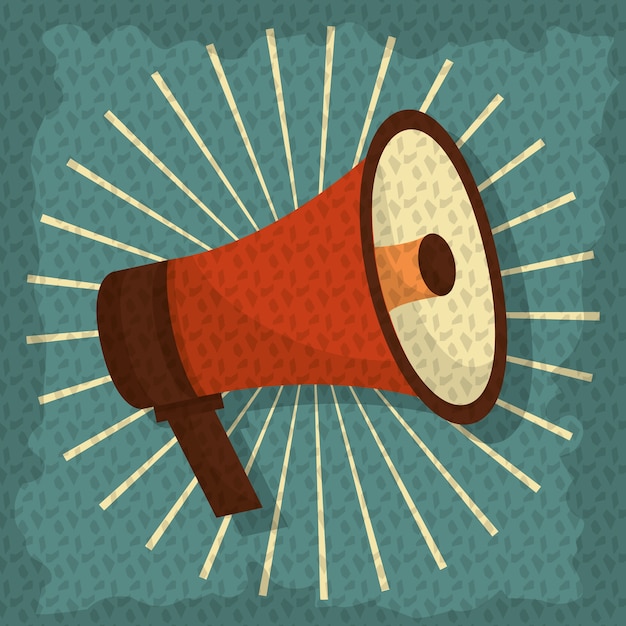 raios de advertência retro vintage megafone