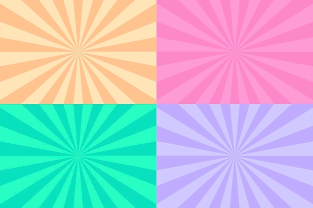 Raios de cores pastel para design de capa estilo de verão fundo pastel ilustração em vetor na moda ilustração vetorial