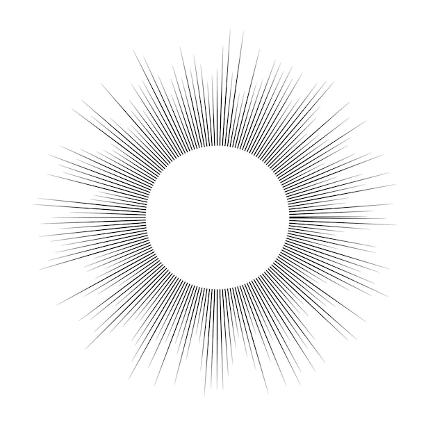 Raios de sol pretos sobre fundo branco