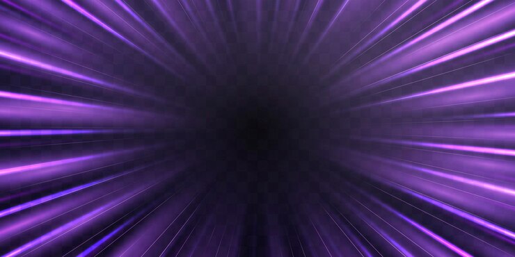 Raios de velocidade radial luz fluxo de néon zoom em efeito de movimento brilho roxo linhas de velocidade luz colorida