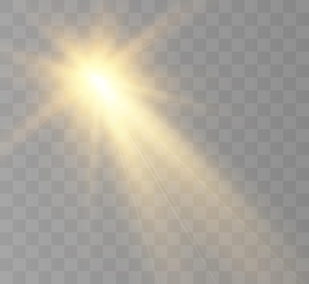 Raios quentes de efeito de luz brilhante acendem estrela de sol Vector