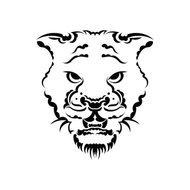 cabeça de tigre no logotipo do símbolo de fogo no fundo branco. desenho de  tatuagem tribal de animais selvagens. ilustração vetorial plana de estêncil  de decalque 14398096 Vetor no Vecteezy