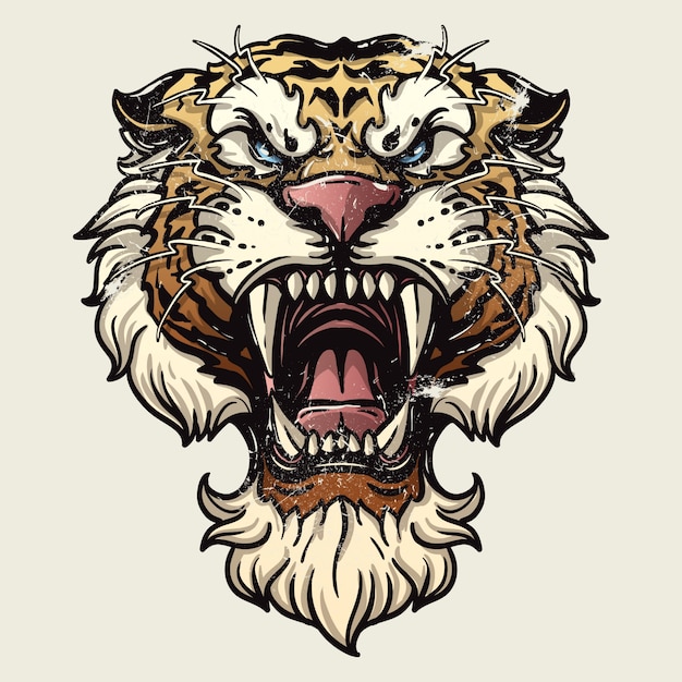 Vetor raiva do tigre. ilustração vetorial de uma cabeça de tigre