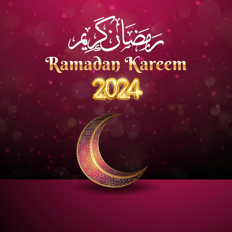 Vetor ramadã 2024 com desenho de fundo islâmico roxo