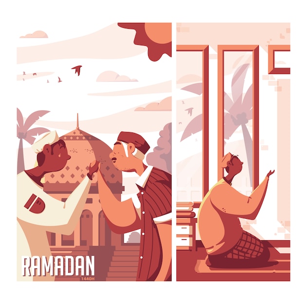 Vetor ramadan 2d ilustração plana