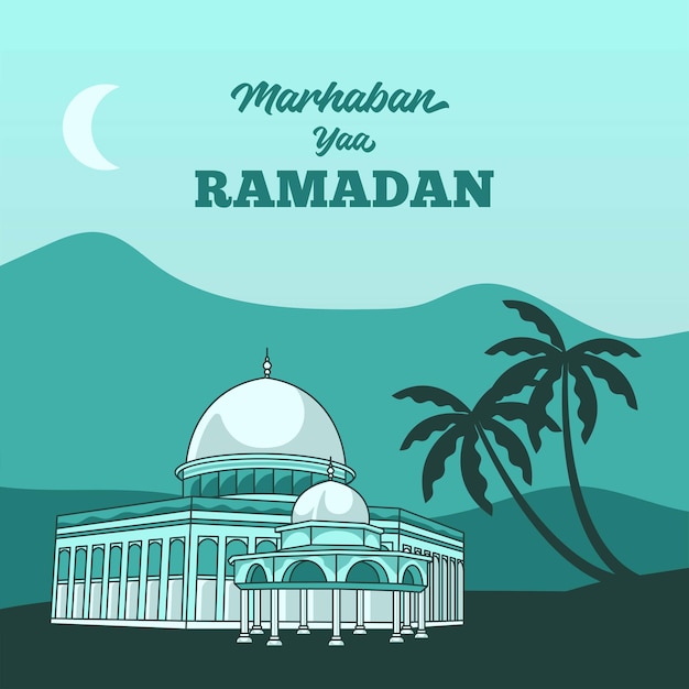 Ramadan kareem bela noite mesquita verde