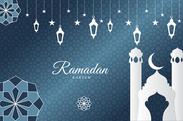 Ramadan kareem caligrafia árabe design de saudação cúpula de mesquita de linha islâmica com padrão clássico