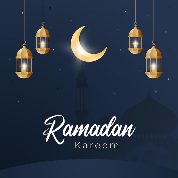 Vetor ramadan kareem chegando ilustração da noite