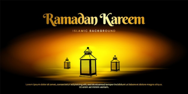 Ramadan kareem com fundo de lanternas