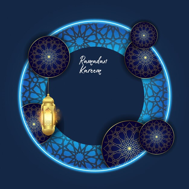 Ramadan kareem com fundo islâmico ornamento