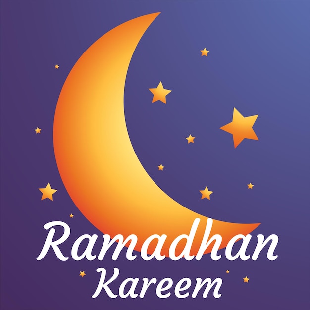 Ramadan kareem com ilustração de fundo de lua e estrelas