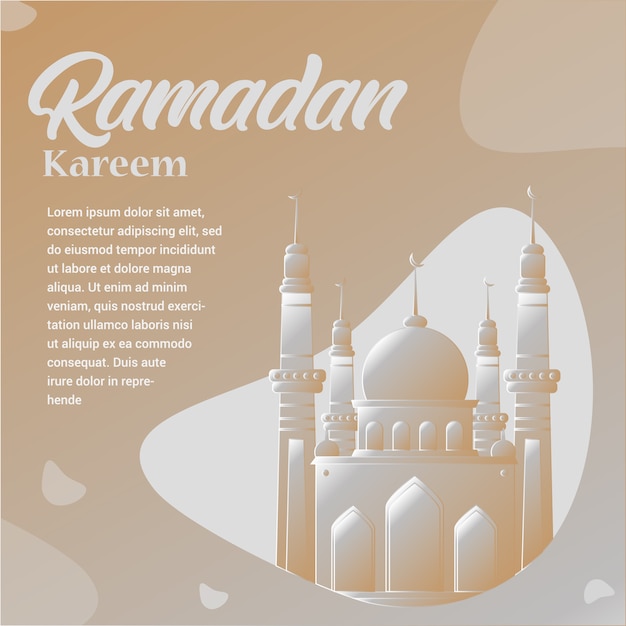 Ramadan kareem com ilustração de mesquita