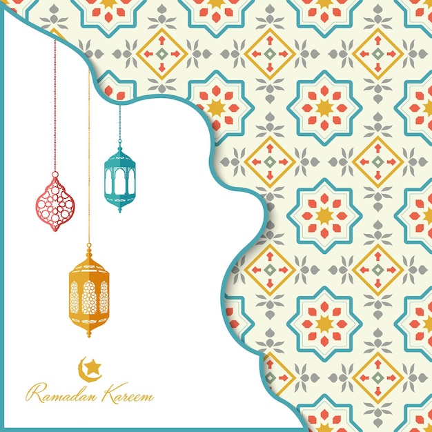 Ramadan kareem costuras coloridas padrão islâmico