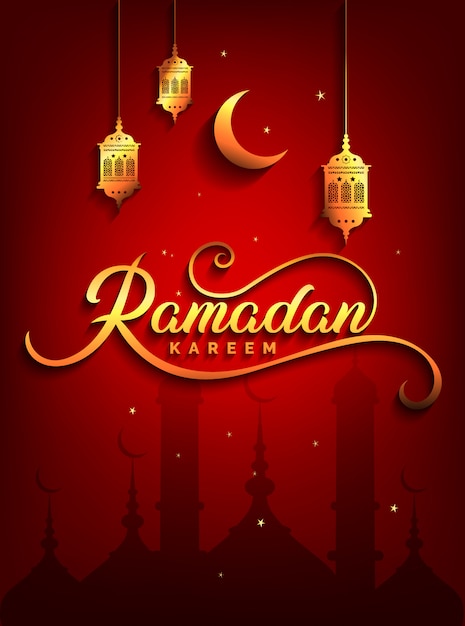 Ramadan kareem cumprimentando belas letras para o fundo do banner islâmico