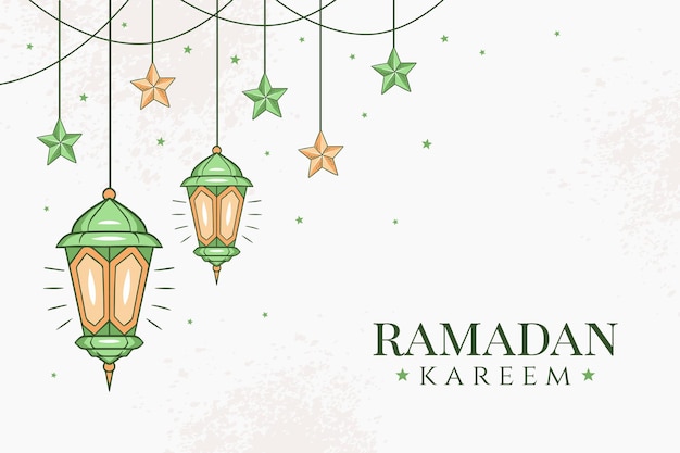 Ramadan kareem desenhado à mão ilustração islâmica vetor de fundo de banner