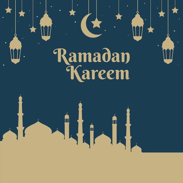Ramadan kareem design Ilustração vetorial do Ramadã com fundo islâmico de mesquita e lanterna para a celebração do mês sagrado do ramadã