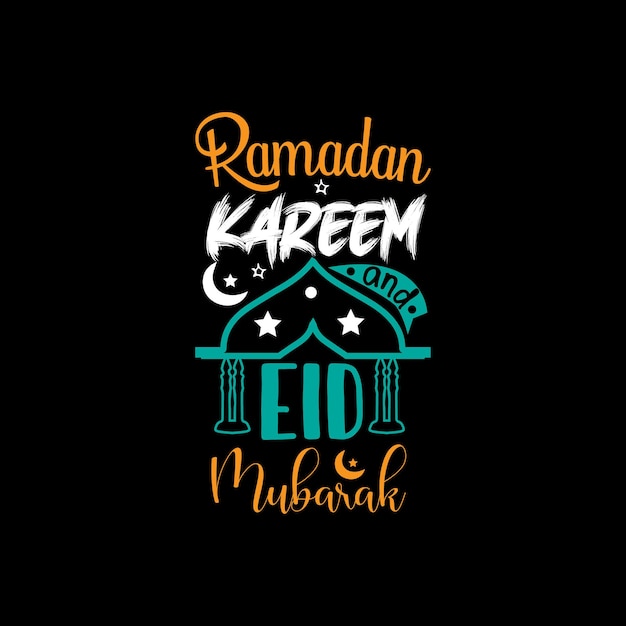 Ramadan kareem e letras de tipografia eid mubarak para camiseta