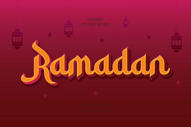 Vetor ramadan kareem efeito de texto 3d editável
