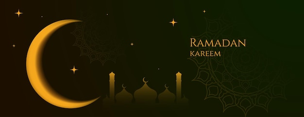 Ramadan kareem fundo em estilo plano design de bandeira islâmica ilustração vetorial