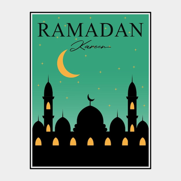 Ramadan kareem ou eid mubarak cartaz modelo ilustração vetorial design