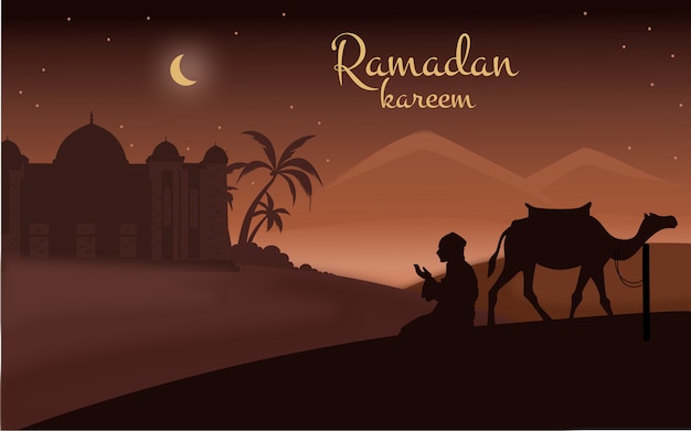 Ramadan kareem ou eid mubarak saudação islâmica