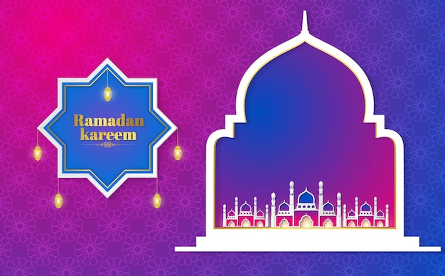 Ramadan kareem paper graphic da arte islâmica