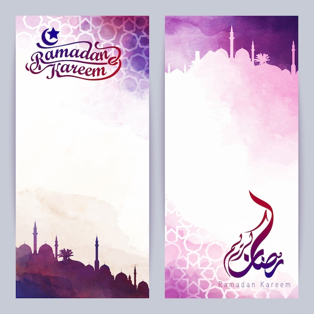 Ramadan kareem saudação banner vector design islâmico