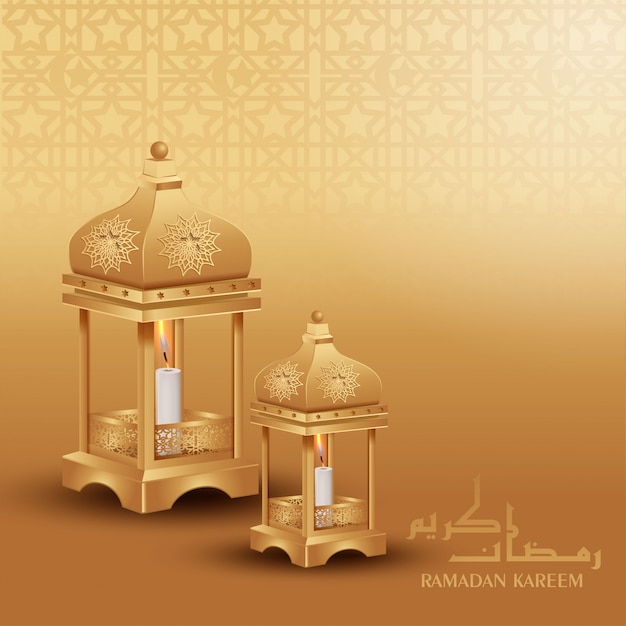 Ramadan kareem saudação fundo com lanterna dourada