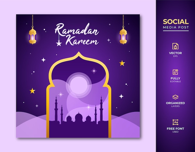 Vetor ramadan kareem social media post.