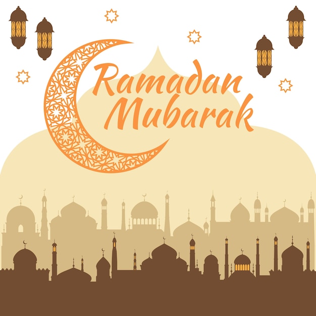 Ramadhan kareem fundo mesquita islâmico eid al fitr logotipo modelo vetor ícone símbolo ilustração design