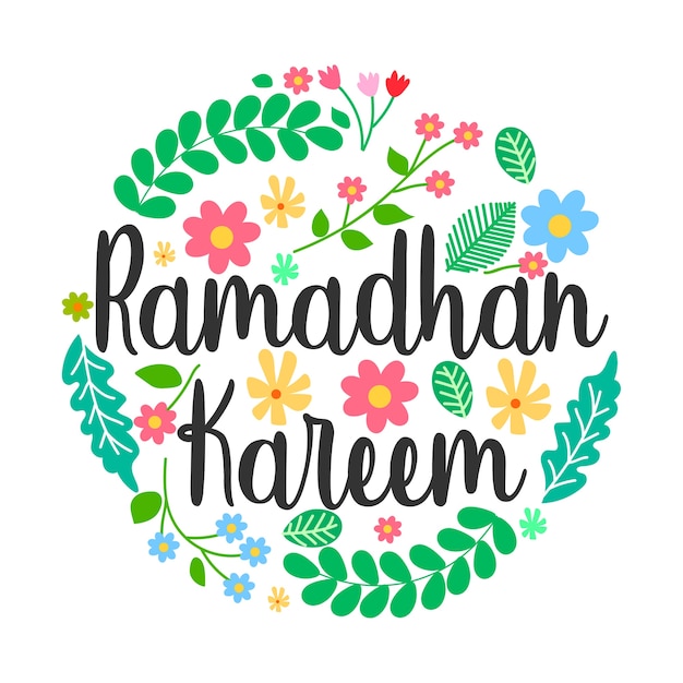 Ramadhan kareem letras com borda floral