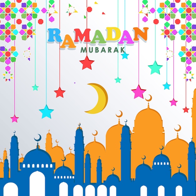 Vetor ramadhan mubarak fundo de dia muslem