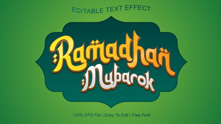 Vetor ramadhan mubarok com efeito de texto 3d