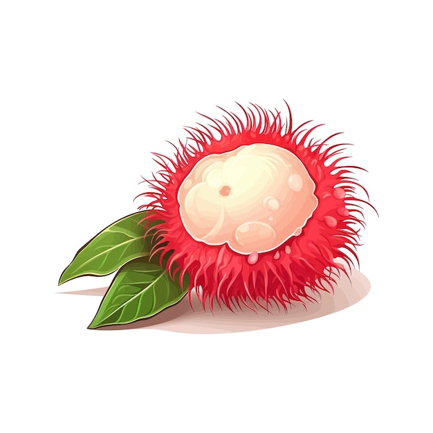 Rambutan desenhado à mão vector desenho animado isolado fundo branco