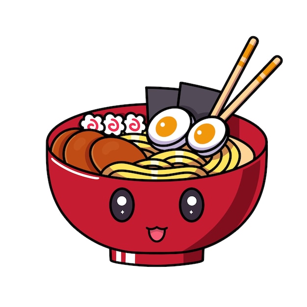 Vetor ramen fofo - personagem de desenho animado - ilustração vetorial